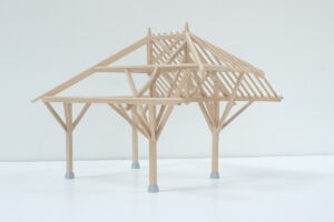 Maquette en bois, principe de charpente