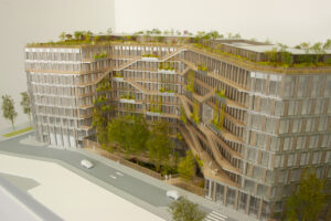 Maquette de promotion du nouveau siège social de Nexity à Saint Ouen par Brenac Gonzalez et associés