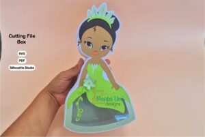 Archivo para recortar y armar caja en forma de princesa