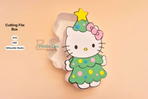 Archivo para recortar y armar caja en forma de kitty árbol