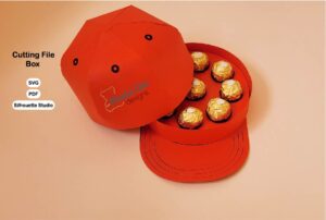 Digital archivo Caja en forma de gorra con coporte de chocolates