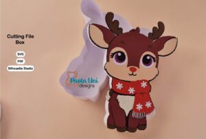 Archivo digital para recortar y armar caja en forma de reno