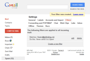 filtre gmail