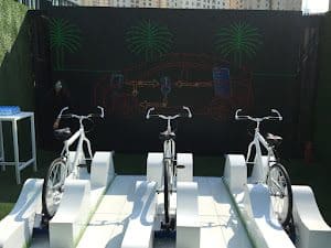 Modern bicycle display at T AV store showcasing stylish bikes for sale.