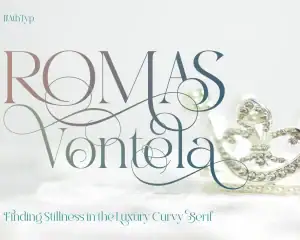 Romas Vontela – A Luxury Curvy Serif Font for Elegant Branding