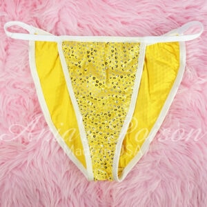 teeny tiny Stretchy panties - yellow Spandex sparkle Cheeky undies L