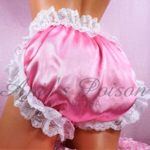 Ania's Sissy bubblegum pink Full Cut Satin panties with Lace Frilly Maid Men's Bikini sz XL/XXL