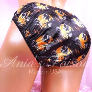 Ania's Halloween SATIN string bikini Nightmare Jack black & orange Women's cut panties sz L