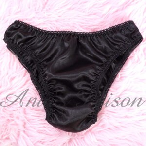 Ania's Sissy shiny Black Satin full side Brazilian wetlook men's panties sz XS/S