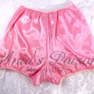 Ania's Sissy Pink Satin full cut Bloomers tap pants shiny wetlook men's panties sz L