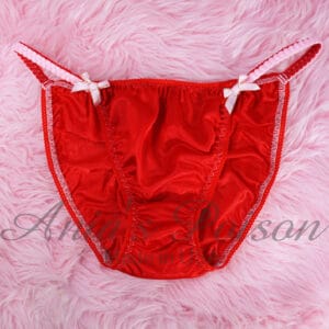 Ania's 80s style DUCHESS cut soft Red Nylon string bikini Women's cut panties sz 9/XXL