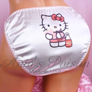Ania's Sissy Valentine's little Kitty White Satin string Bikini DUCHESS CUT shiny wetlook MEN'S panties sz 6/M