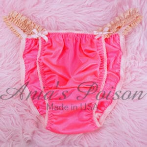 Ania's Sissy NYLON Hot PINK soft string Bikini Ruffled Lace sides men's panties sz L