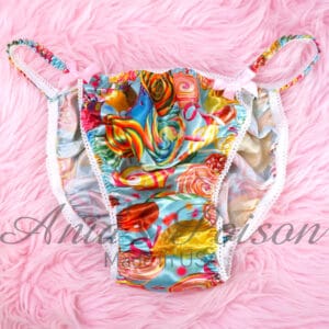 Ania's Sissy Rainbow Lollipop Satin string bikini shiny wetlook men's panties sz M