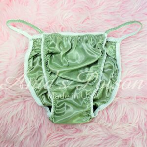 Ania's Sissy Green BUTTER SOFT Satin string bikini shiny wetlook men's panties sz XXL