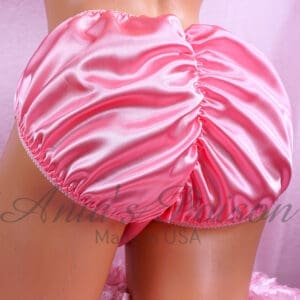 Ania's Sissy Satin Bubblegum Pink Full Cut scrunch butt panties shiny wetlook Men's Bikini sz XXL