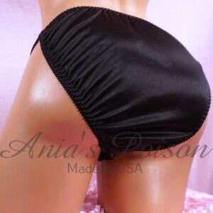 Ania's Sissy Black Butter Soft Satin string bikini shiny wetlook men's panties sz S