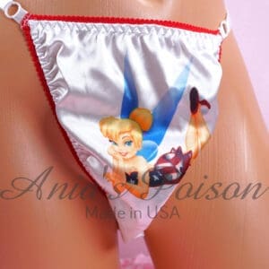 Ania's Sissy Satin Thong July 4th Fairy character print adjustable sides men's panties One Size