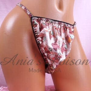Ania's Sissy Satin string Bikini Alien Child Halloween Snacks print shiny wetlook men's panties sz M
