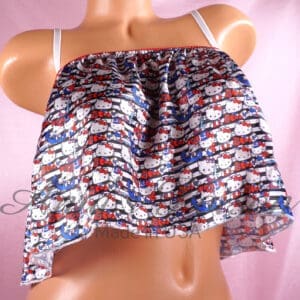 Ania's Sissy Satin Crop top Cami Sailor Kitty Print shiny wetlook unisex top