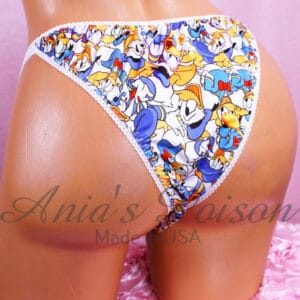 Ania's Sissy Brazilian Cut Panties Stretch Spandex Duck Character Print Cheeky Men's panties sz L/XL