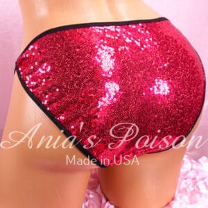 Ania's Sissy women's string Bikini Hot Pink Sparkle Sequin shiny panties sz 7