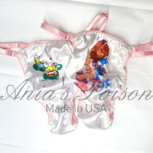 Ania's Sissy Soft Satin Thong 2 Piece character adjustable sides shiny men's panties One Size