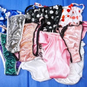 SECONDS LOT 10 Pieces WOMEN'S Sissy Satin Foil shiny Panties sz S/M