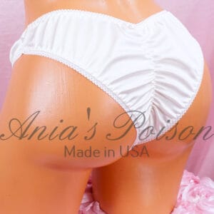 Ania's Brazilian Butt Cheeky Full Sides Cut NYLON Ivory smooth Sissy Men's PANTIES sz M/L