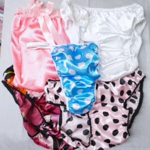 SECONDS LOT 5 Pieces MEN'S Sissy Satin Foil shiny Panties sz M/L