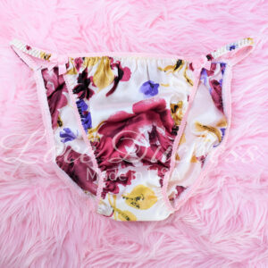 Ania's Sissy Men's Satin panties silky soft shiny Floral Duchess Cut string bikini sz M/6