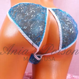 Ania’s Sissy PLASTIC Open Butt Front Hole panties Blue Men's humiliation panties sz M