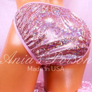 Ania's Sissy women's string Bikini Pink Hologram Metallic Foil shiny panties sz M