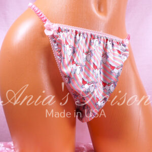 Ania's Sissy Satin string Bikini Unicorn Rainbow Stripe shiny men's Poison Cut panties sz M