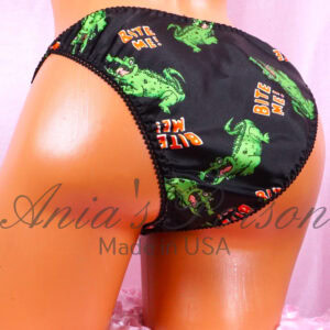 Ania's Sissy Black Satin Bite Me string bikini shiny wetlook men's panties sz S