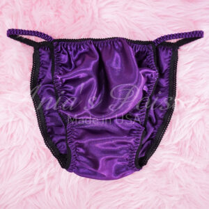 Ania's Sissy Satin string Bikini Purple shiny wetlook men's Poison Cut panties sz M