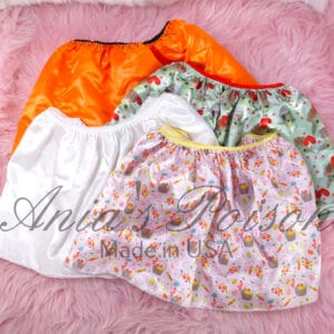 Ania's Sissy SATIN Mini Skirts 4 Piece LOT Bunnies Baby Aliens Orange Shiny One Size mini skirt