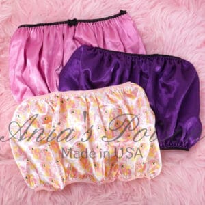 Ania's Sissy SATIN Bandeau Bras 3 Piece LOT Ponies Purple Pink Shiny One Size Bra