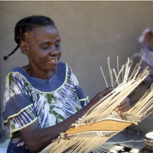 A Binga basket weaver in Zimbabwe. African basket weavers preserve their cultural heritage while they support themselves and their families.