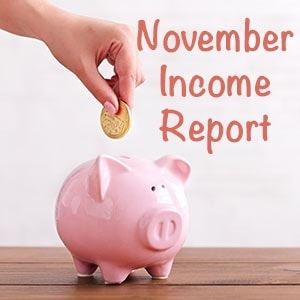 Novemebr income report feature image of a piggy bank