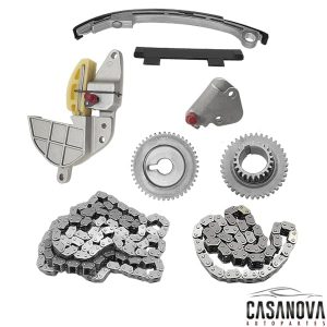 Kit de Distribución para NISSAN Xtrail 2.5L QR25 T30 marca Nakamoto OEM TK-NS140/ 13028-6N20A/ 15041-6N215/ 13070-6N20A/ 13070-6N215/ 13085-6B200/ 13024-AU420/ 13021-6N200/ 13091-6N200