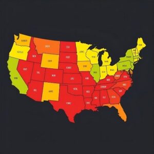 Color Coded Map of the USA