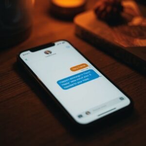 phone screen with a warm, playful text message draft