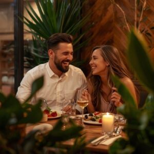 couple enjoying a healthy meal at a restaurant