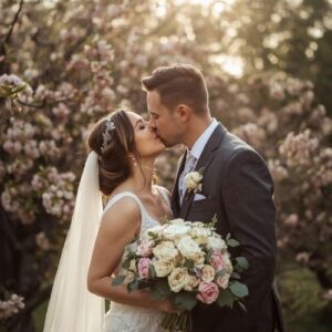 When Is Wedding Season? A Simple Guide to the Most Popular Wedding Months 5 an image of a couple kissing on a summer wedding,
