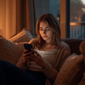 woman scrolling on social media comparing herself to others,