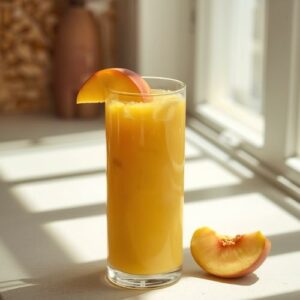 image of creamy peach smoothie,