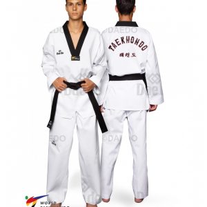 Dobok Acanalado Cuello Negro WT