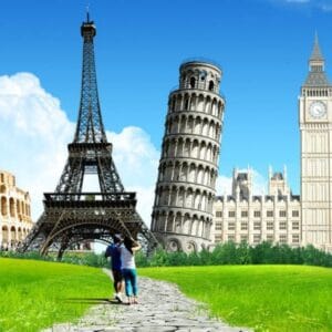 eiffel tower,coliseum,Europe