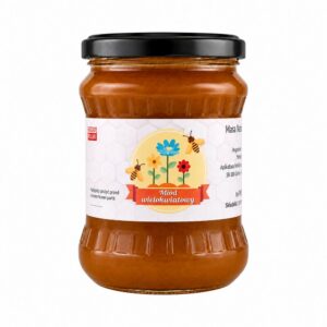 Miód wielokwiatowy o gorzkim posmaku 600 g – zdjęcie produktowe na białym tle
